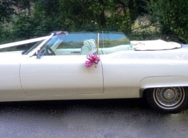 White classic Cadillac for wedding hire car in Nottingham